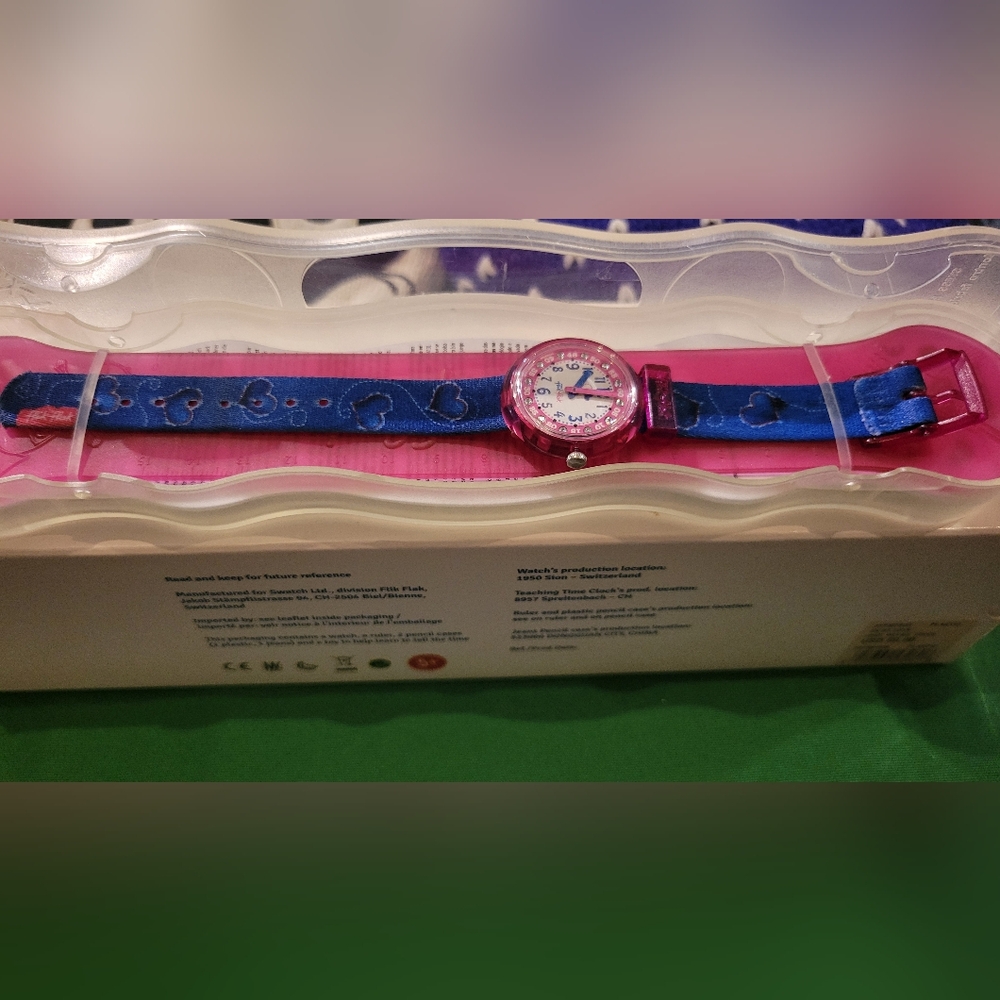 Blue and Pink Heart Pattern Kids Watch